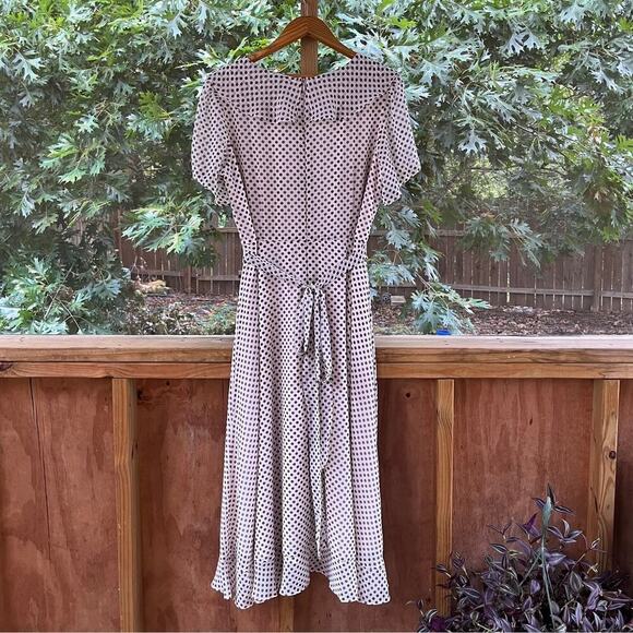 Maison Tara White And Brown Polka Dot Classic Midi Dress Size 16W - Picture 2 of 11